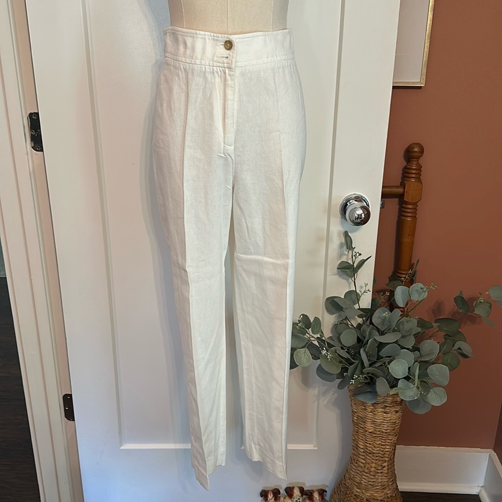 Vintage Pendleton women’s linen rayon blend straight leg winter white 10 pants